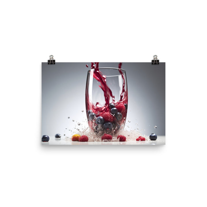 Pouring a mixed berry smoothie photo paper poster - Posterfy.AI