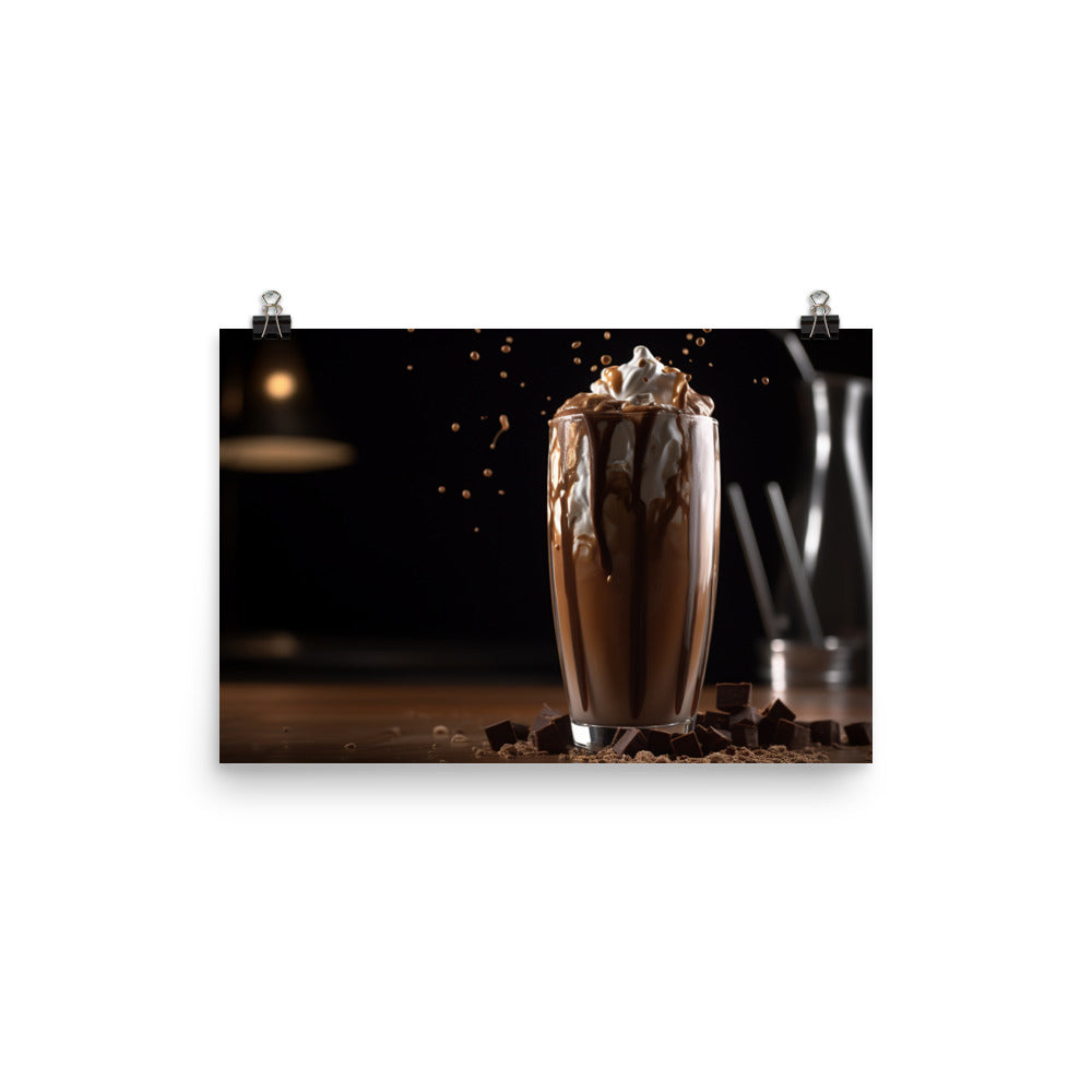 Creamy chocolate peanut butter smoothie photo paper poster - Posterfy.AI