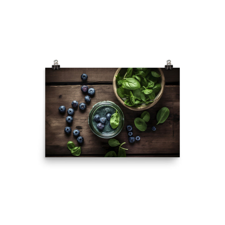 Blueberry spinach smoothie photo paper poster - Posterfy.AI