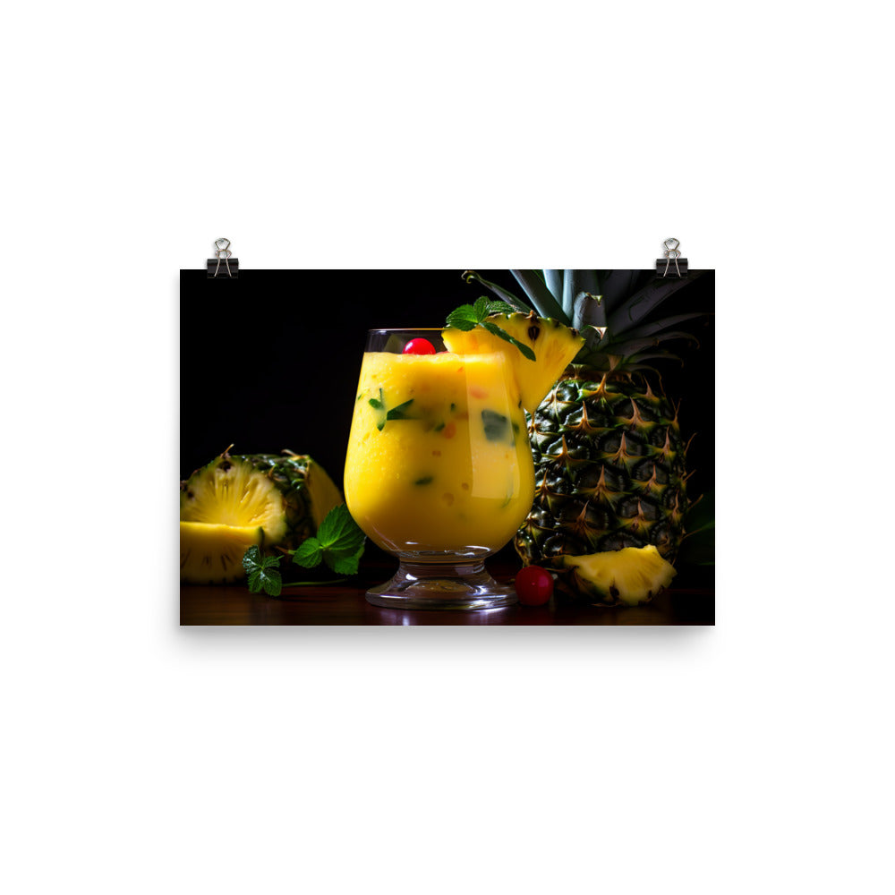 Refreshing mango pineapple smoothie photo paper poster - Posterfy.AI