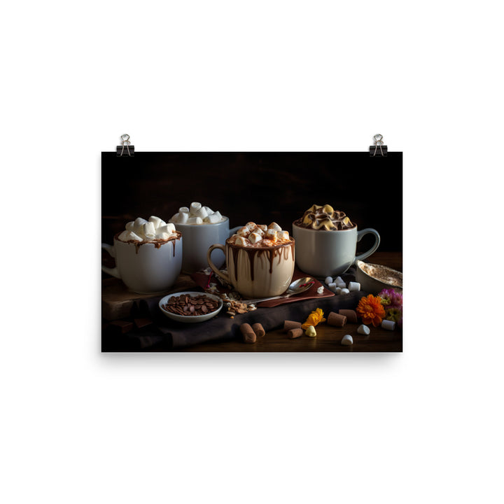 Hot chocolate and marshmallows photo paper poster - Posterfy.AI