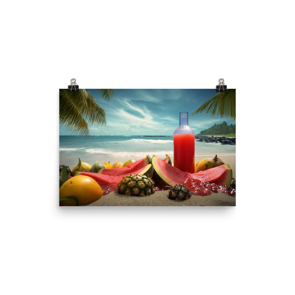 A bottle of watermelon juice photo paper poster - Posterfy.AI