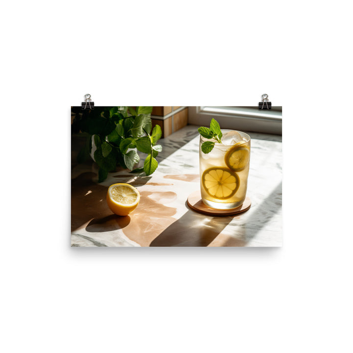 Iced white tea and lemon photo paper poster - Posterfy.AI