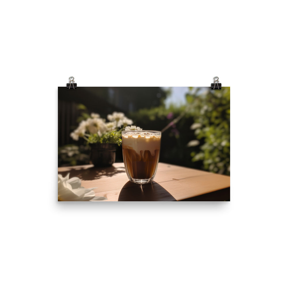 Iced Cappuccino on a Sunny Day photo paper poster - Posterfy.AI