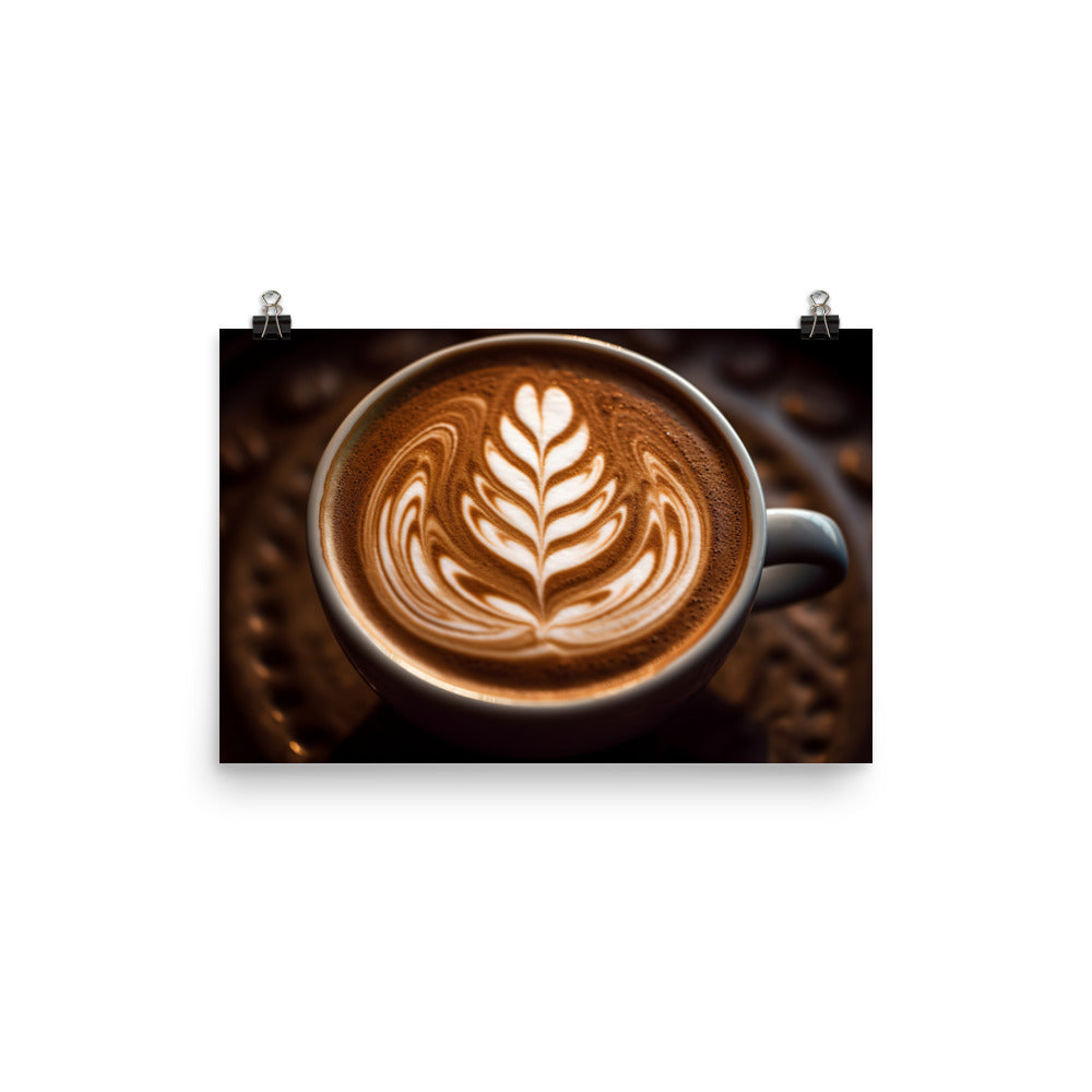 Cappuccino with a frothy milk foam photo paper poster - Posterfy.AI