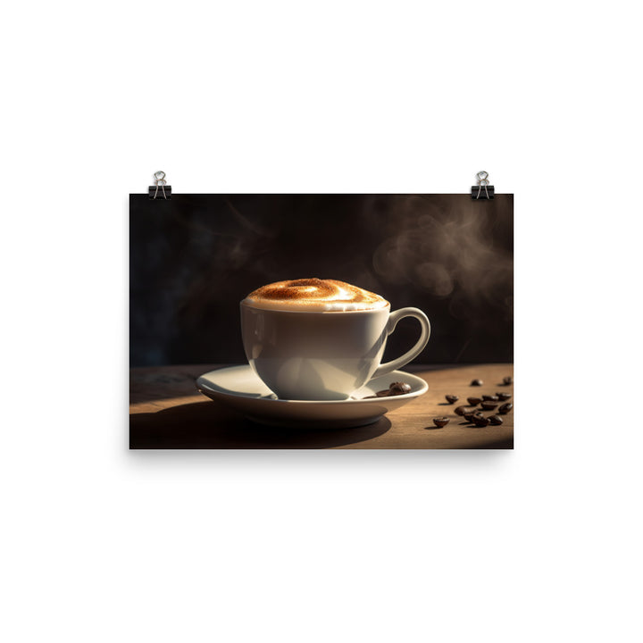 Creamy Macchiato in a Ceramic Cup photo paper poster - Posterfy.AI