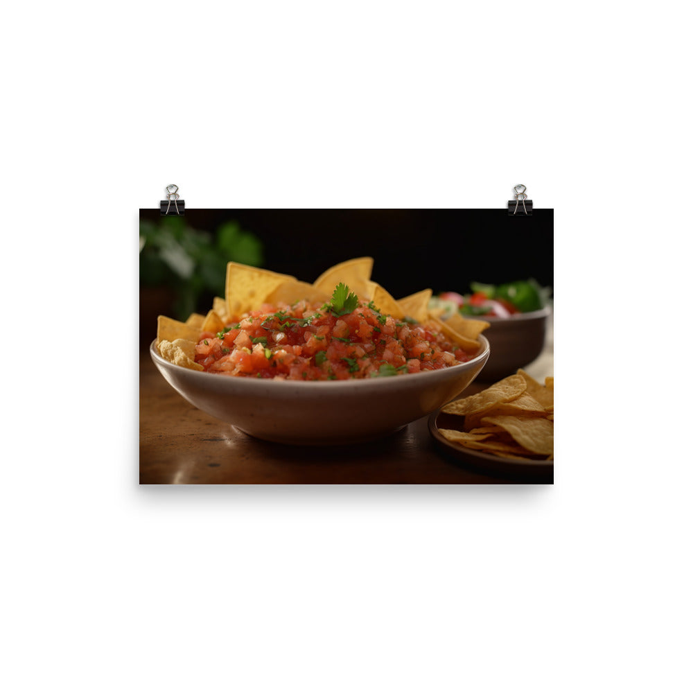 Crispy Chips and Fiery Salsa photo paper poster - Posterfy.AI