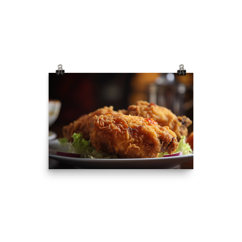 Crispy Fried Chicken with Spicy Seasoning photo paper poster - Posterfy.AI