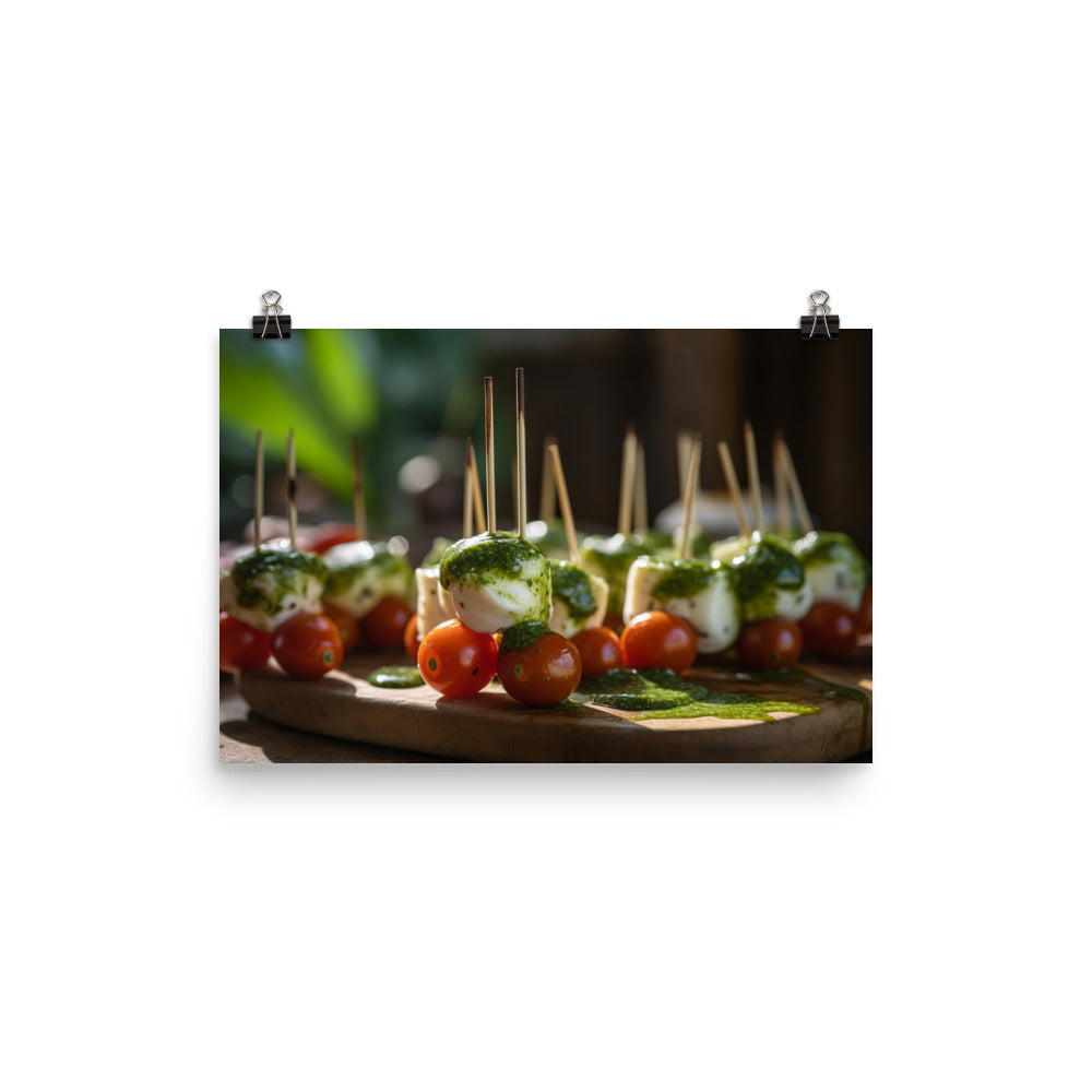 Mozzarella and Tomato Skewers photo paper poster - Posterfy.AI