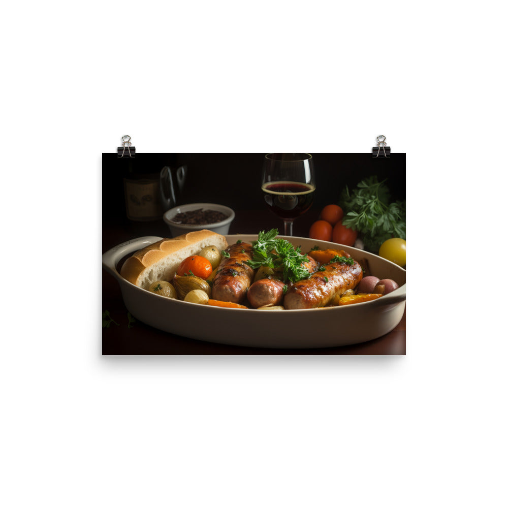 Baked Sausage and Vegetables photo paper poster - Posterfy.AI