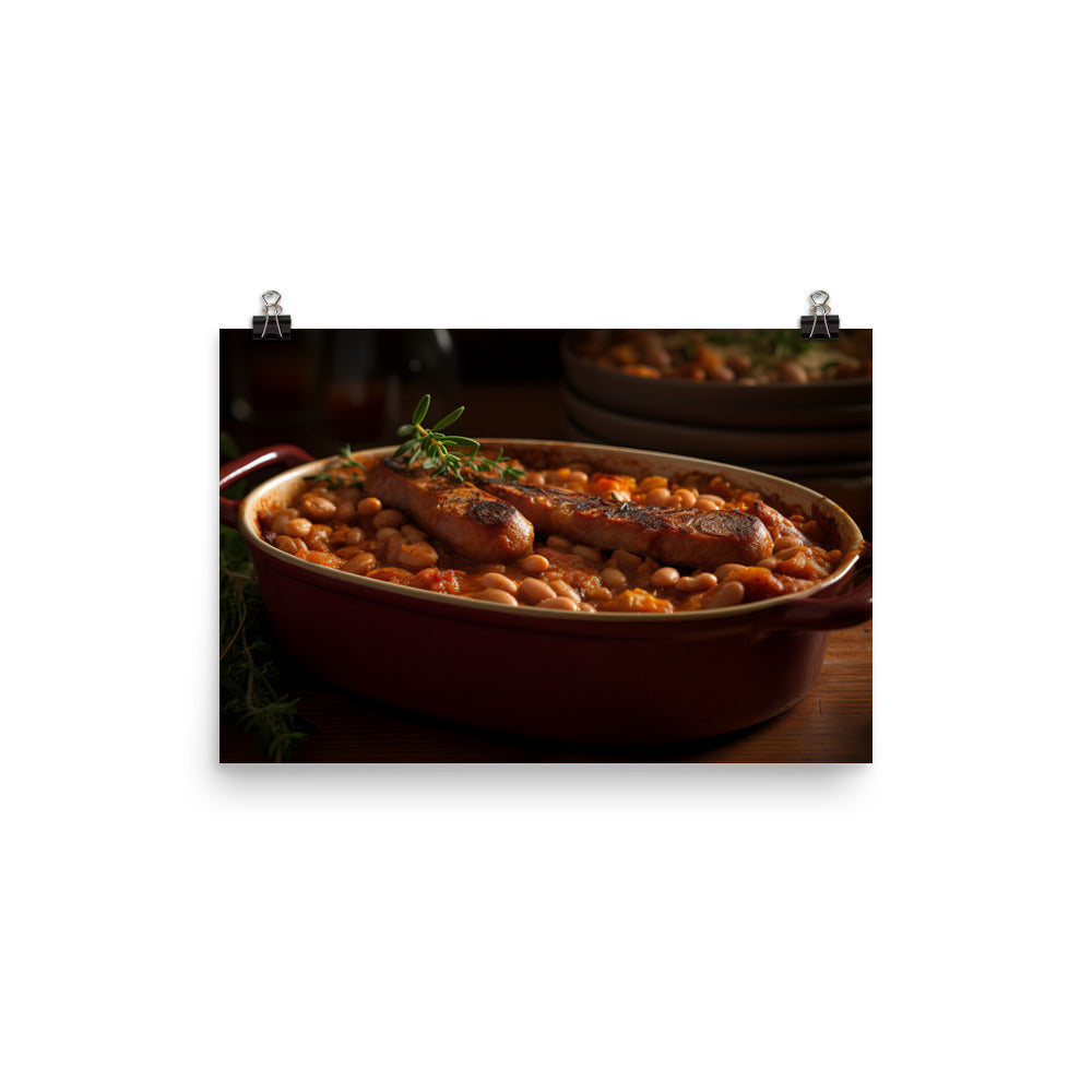 Baked Sausage and Beans Casserole photo paper poster - Posterfy.AI