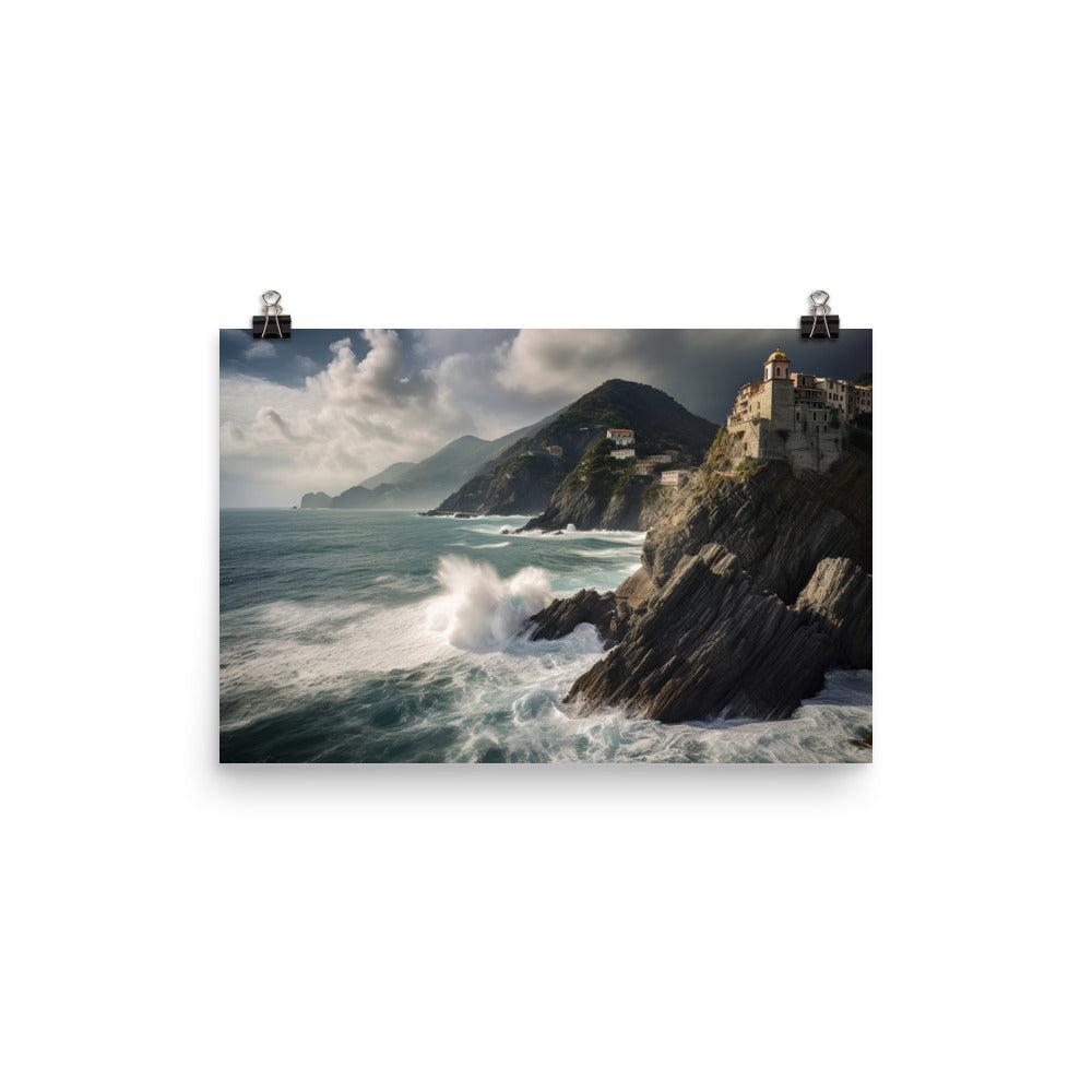 Dramatic Seascapes of the Cinque Terre photo paper poster - Posterfy.AI