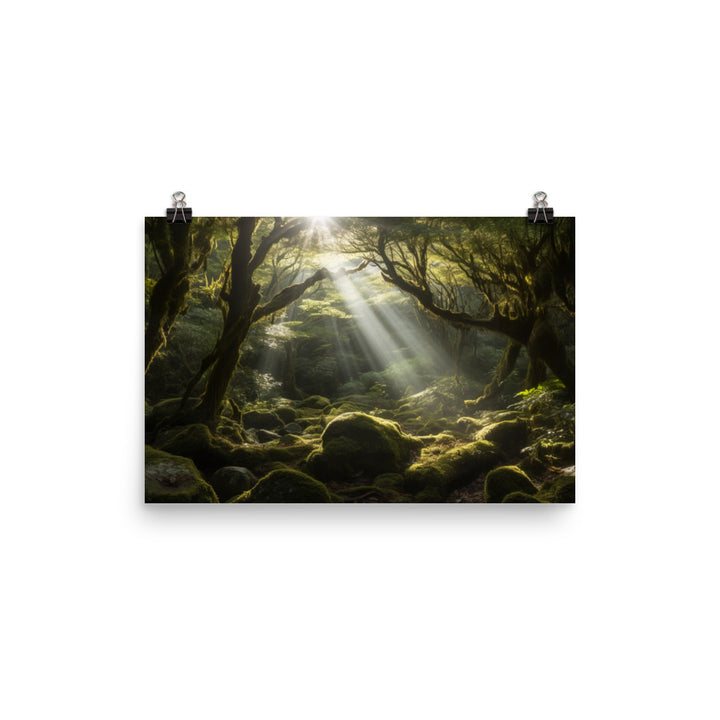 Light in Yakushimas Forests photo  paper poster - Posterfy.AI