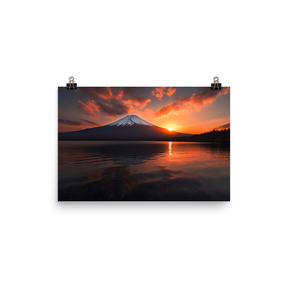 Sunset Splendor at Mount Fuji photo  paper poster - Posterfy.AI