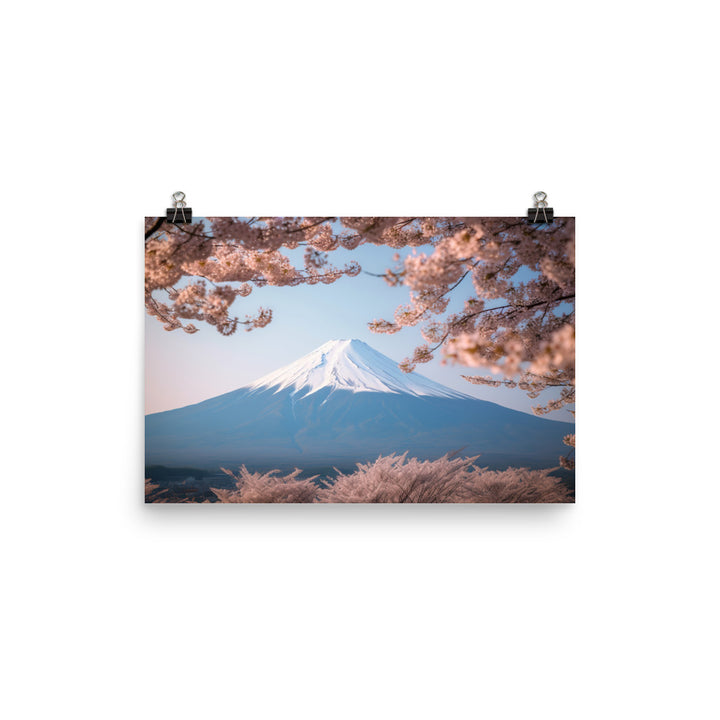 Enveloped in Cherry Blossoms at Mount Fuji photo  paper poster - Posterfy.AI