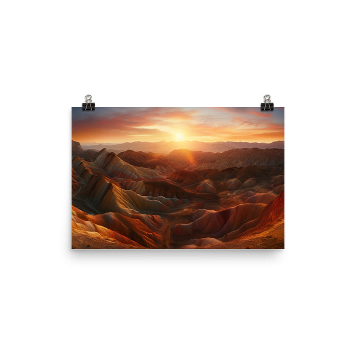 Zhangye Danxia Landform at Sunset photo paper poster - Posterfy.AI