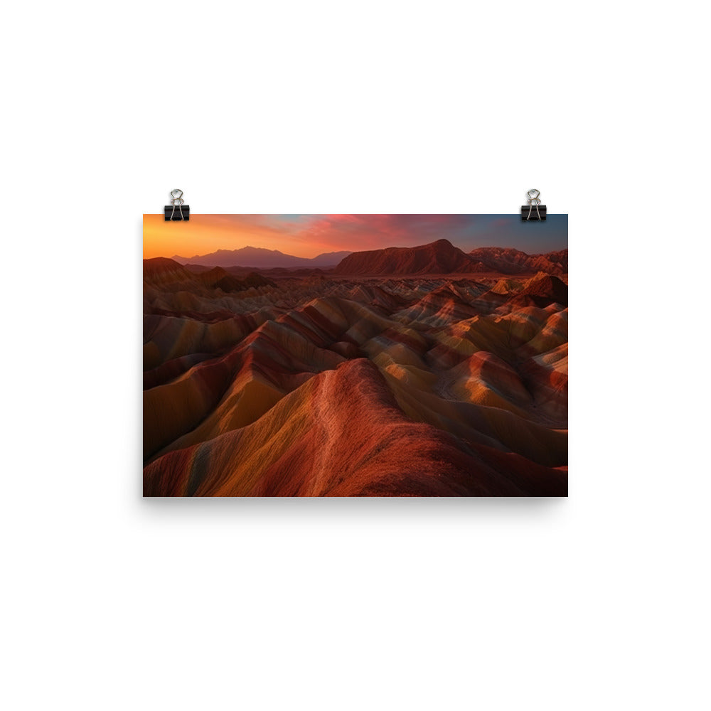 Zhangye Danxia Landform at Sunset photo paper poster - Posterfy.AI