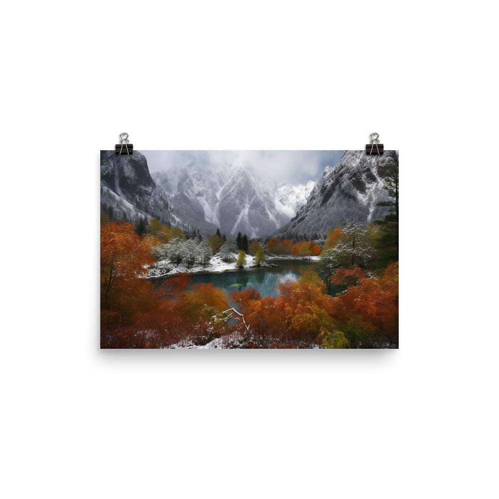 Jiuzhaigou Valleys Autumn Foliage photo paper poster - Posterfy.AI