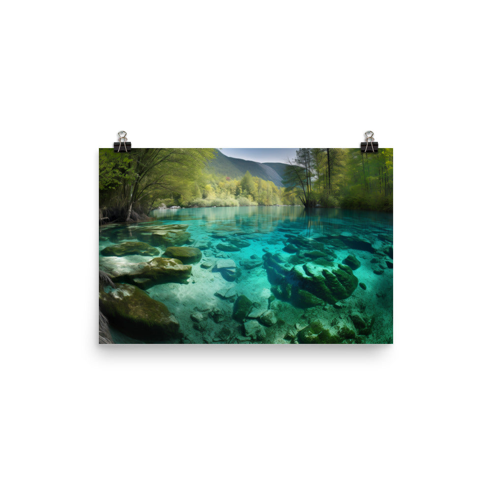 Jiuzhaigou Valleys Crystal clear Lakes photo paper poster - Posterfy.AI