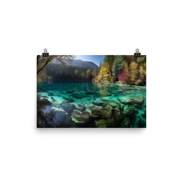 Jiuzhaigou Valleys Crystal clear Lakes photo paper poster - Posterfy.AI