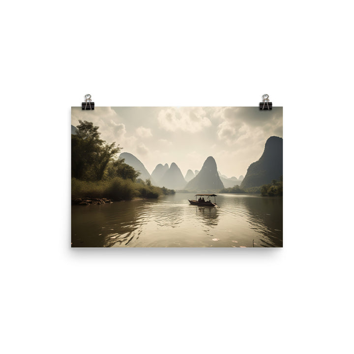Majestic Landscape of Li River photo paper poster - Posterfy.AI