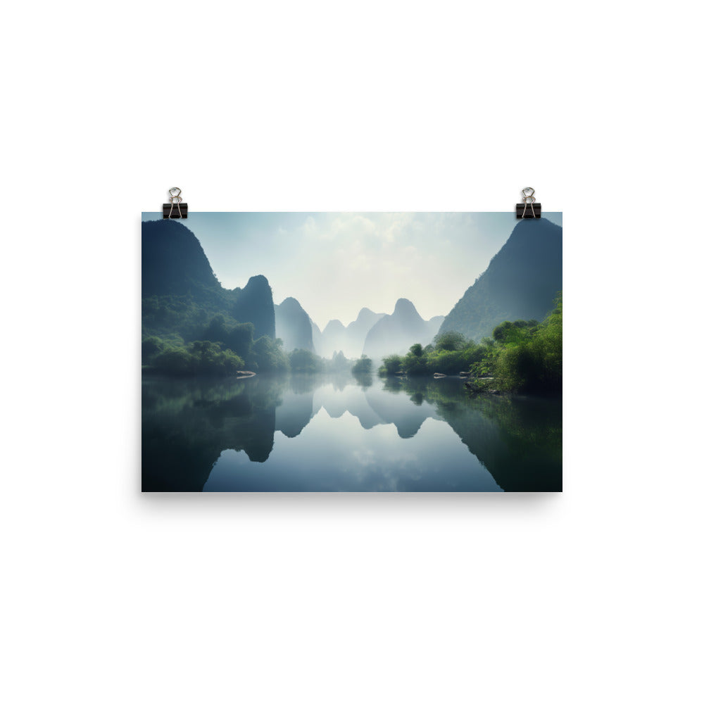 Li Rivers Karst Limestone Mountains photo paper poster - Posterfy.AI