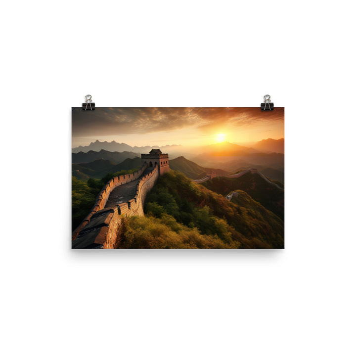 Capturing the Great Wall at Sunrise photo paper poster - Posterfy.AI