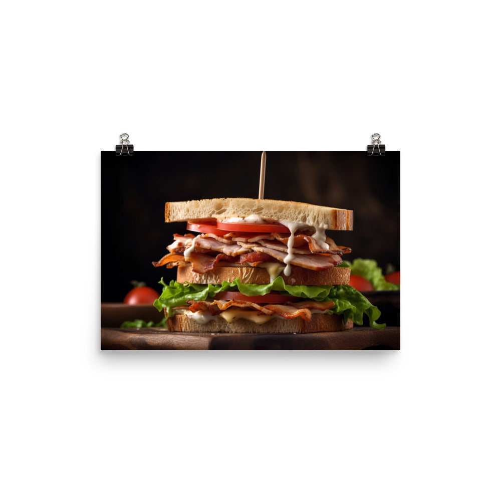 Triple decker Club sandwich photo paper poster - Posterfy.AI