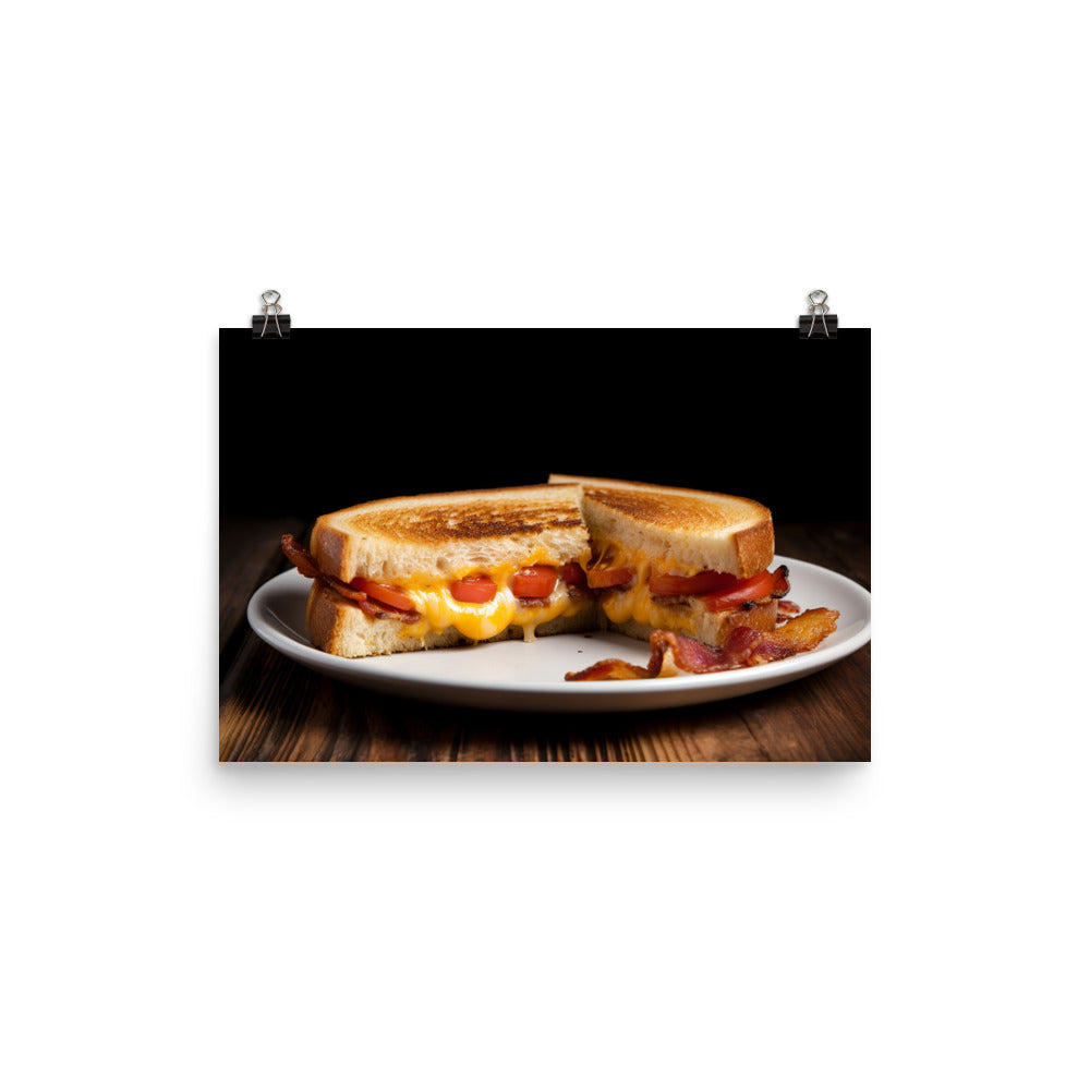 Gourmet Grilled Cheese with Bacon and Tomato photo paper poster - Posterfy.AI