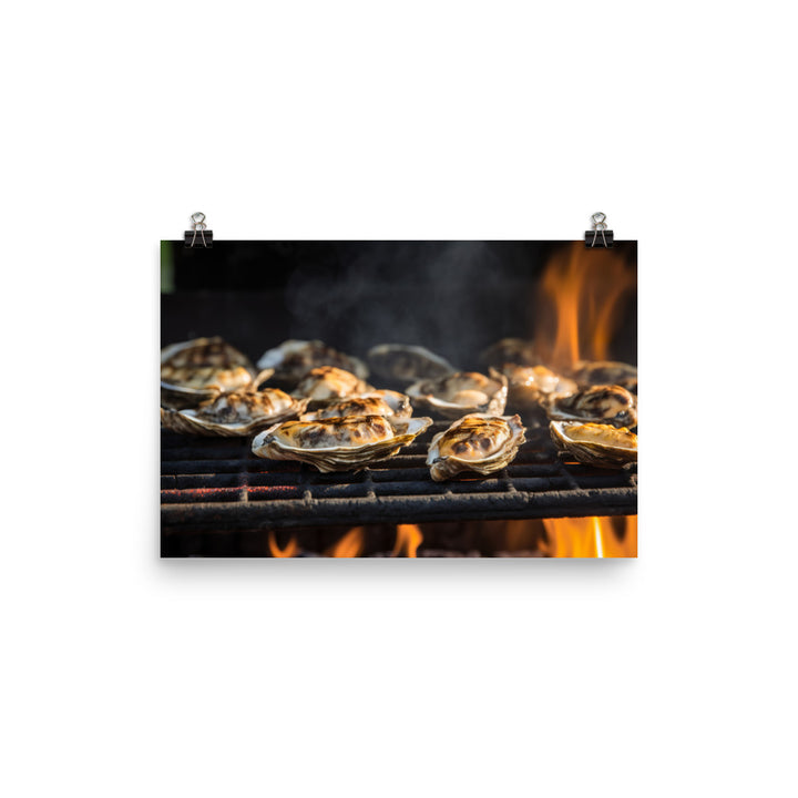 Grilled Malpeque Oysters with Garlic Butter photo paper poster - Posterfy.AI
