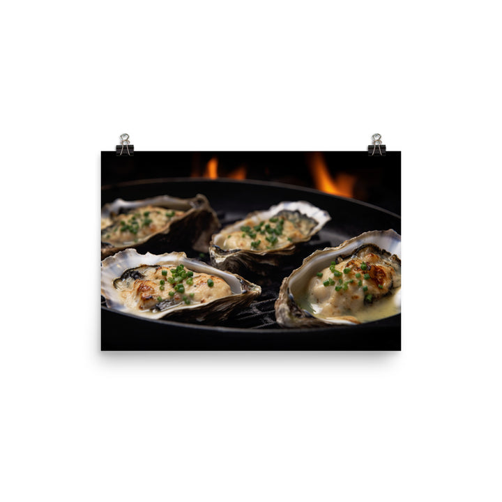 Grilled Pacific Oysters with Garlic and Butter photo paper poster - Posterfy.AI