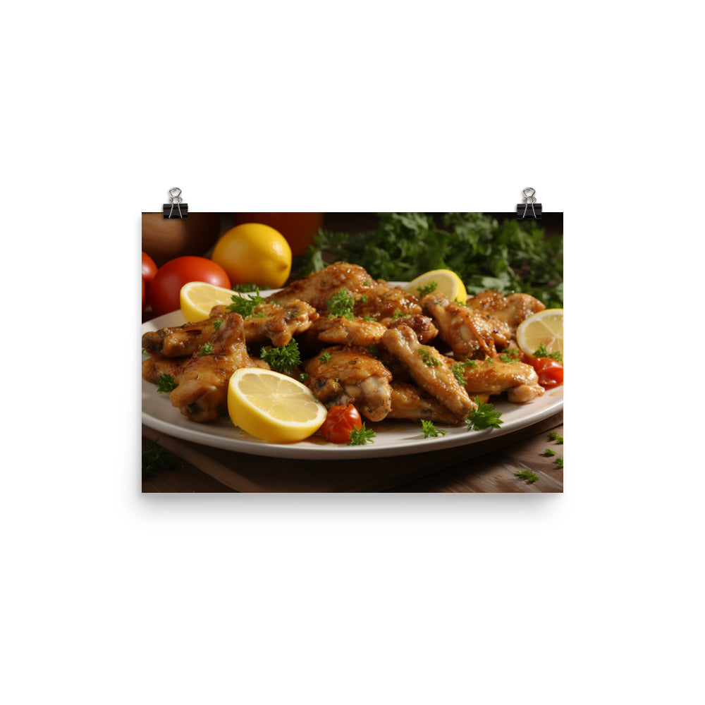 Platter of Honey Mustard Chicken Wings photo paper poster - Posterfy.AI