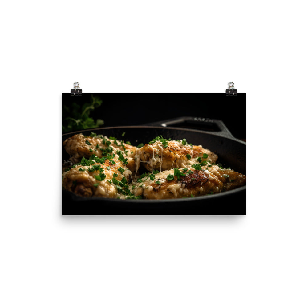 Sizzling Garlic Parmesan Chicken Wings photo paper poster - Posterfy.AI