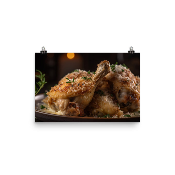 Mouthwatering Garlic Parmesan Chicken Wings photo paper poster - Posterfy.AI