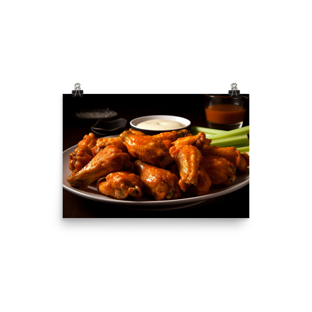 Crispy and Delicious Buffalo Chicken Wings photo paper poster - Posterfy.AI