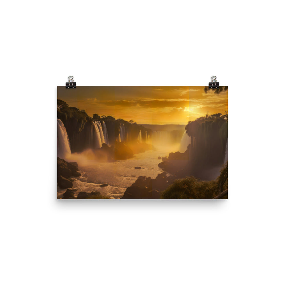 Golden Hour at Iguazu Falls photo paper poster - Posterfy.AI