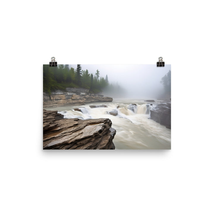 Elegance of Athabasca Falls photo paper poster - Posterfy.AI