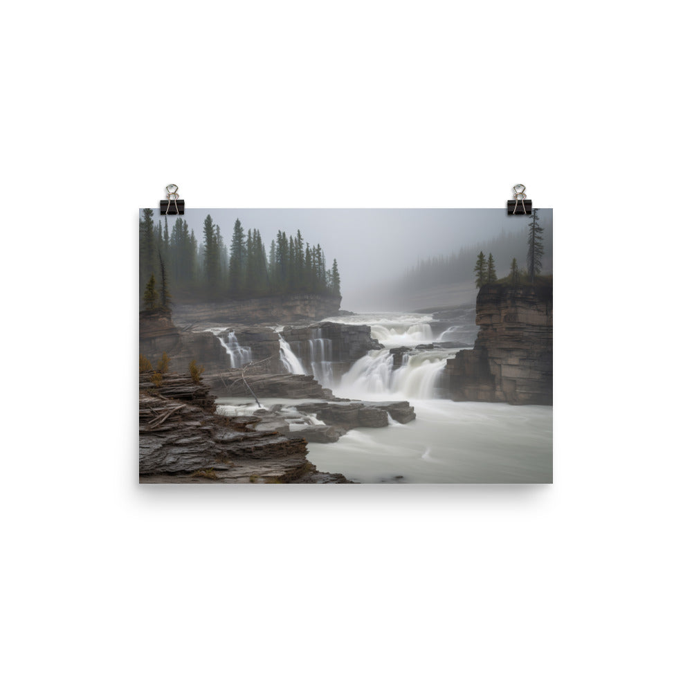 Elegance of Athabasca Falls photo paper poster - Posterfy.AI