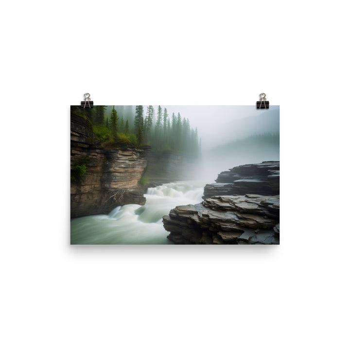 Elegance of Athabasca Falls photo paper poster - Posterfy.AI