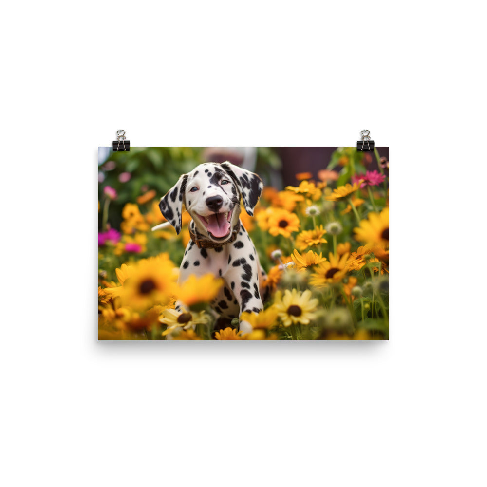 Dalmatian Pup in the Garden photo paper poster - Posterfy.AI