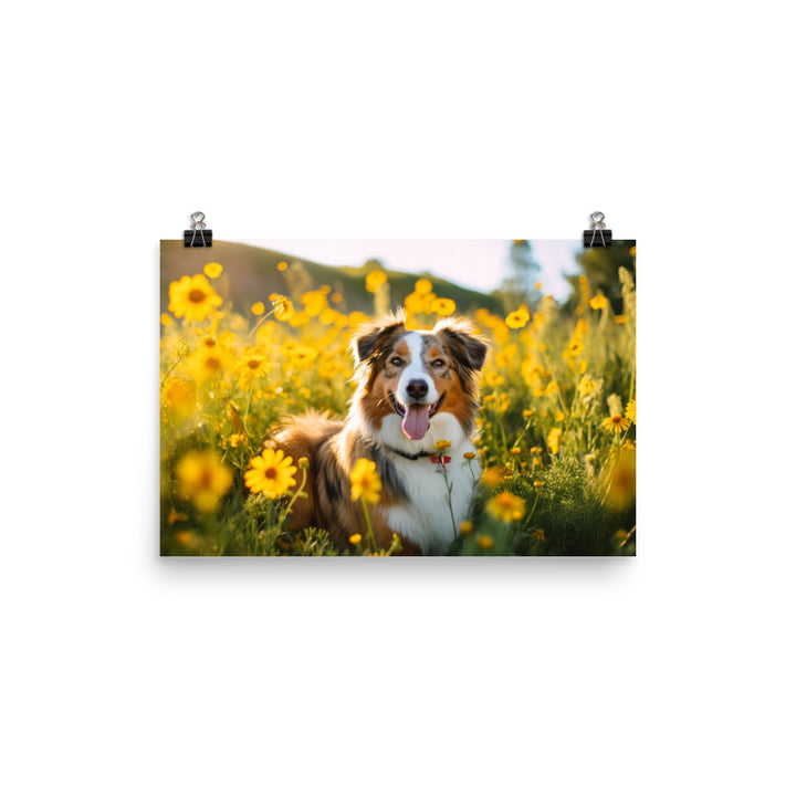 Australian Shepherd sitting photo paper poster - Posterfy.AI