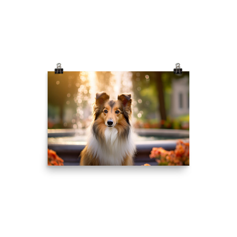 Shetland Sheepdog Posing in the Park photo paper poster - Posterfy.AI