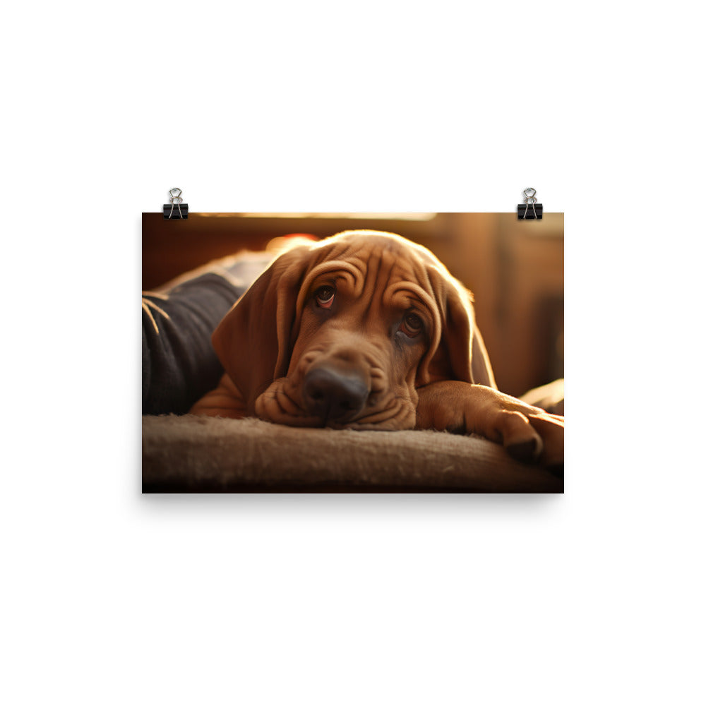 Cuddles with a Bloodhound photo paper poster - Posterfy.AI