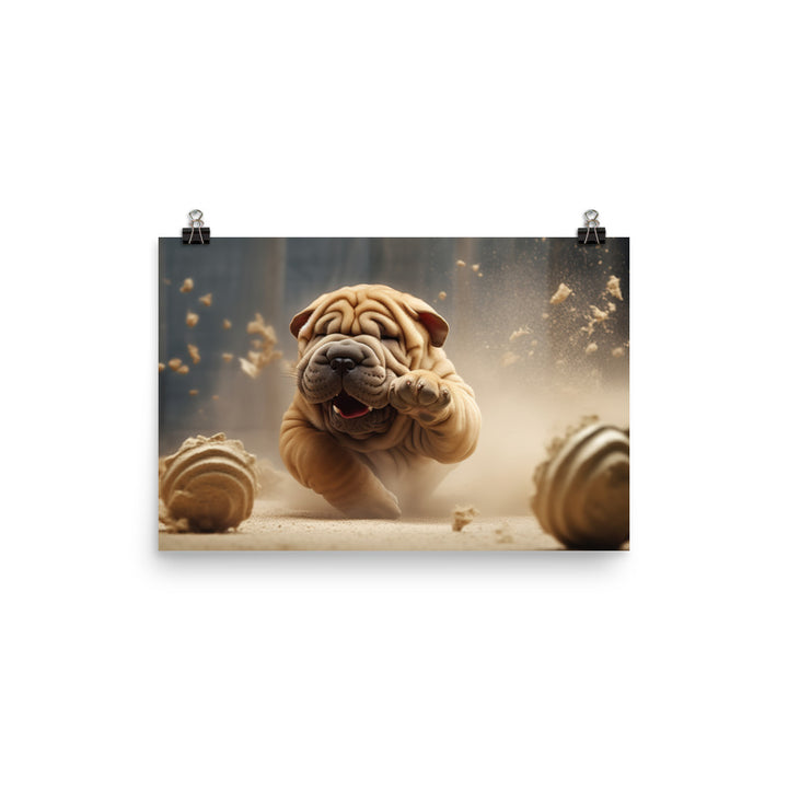 Shar Pei Playtime photo paper poster - Posterfy.AI