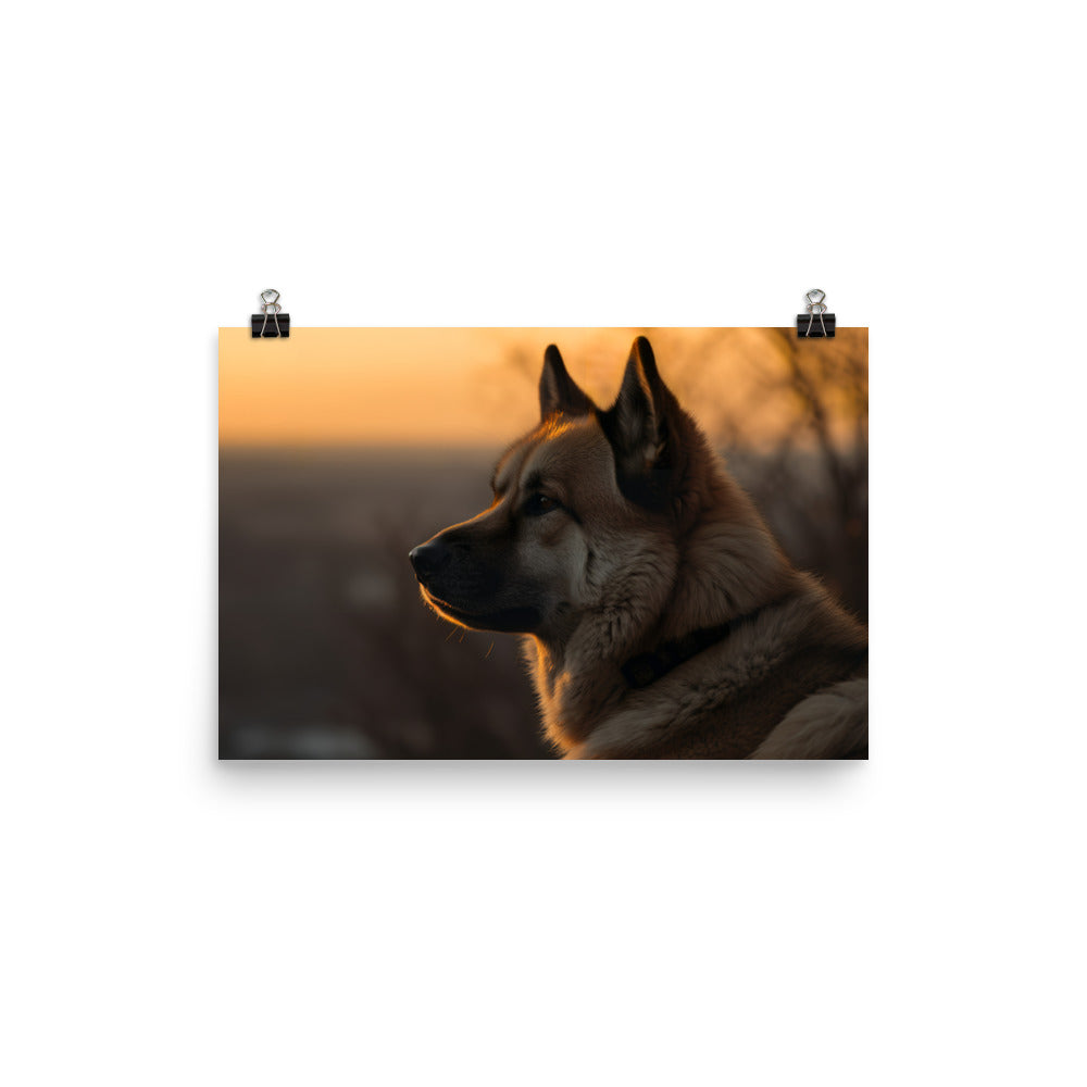 Noble Akita Gazing at the Sunset photo paper poster - Posterfy.AI