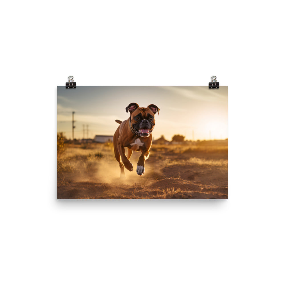 Energetic Boxer at Playtime photo paper poster - Posterfy.AI