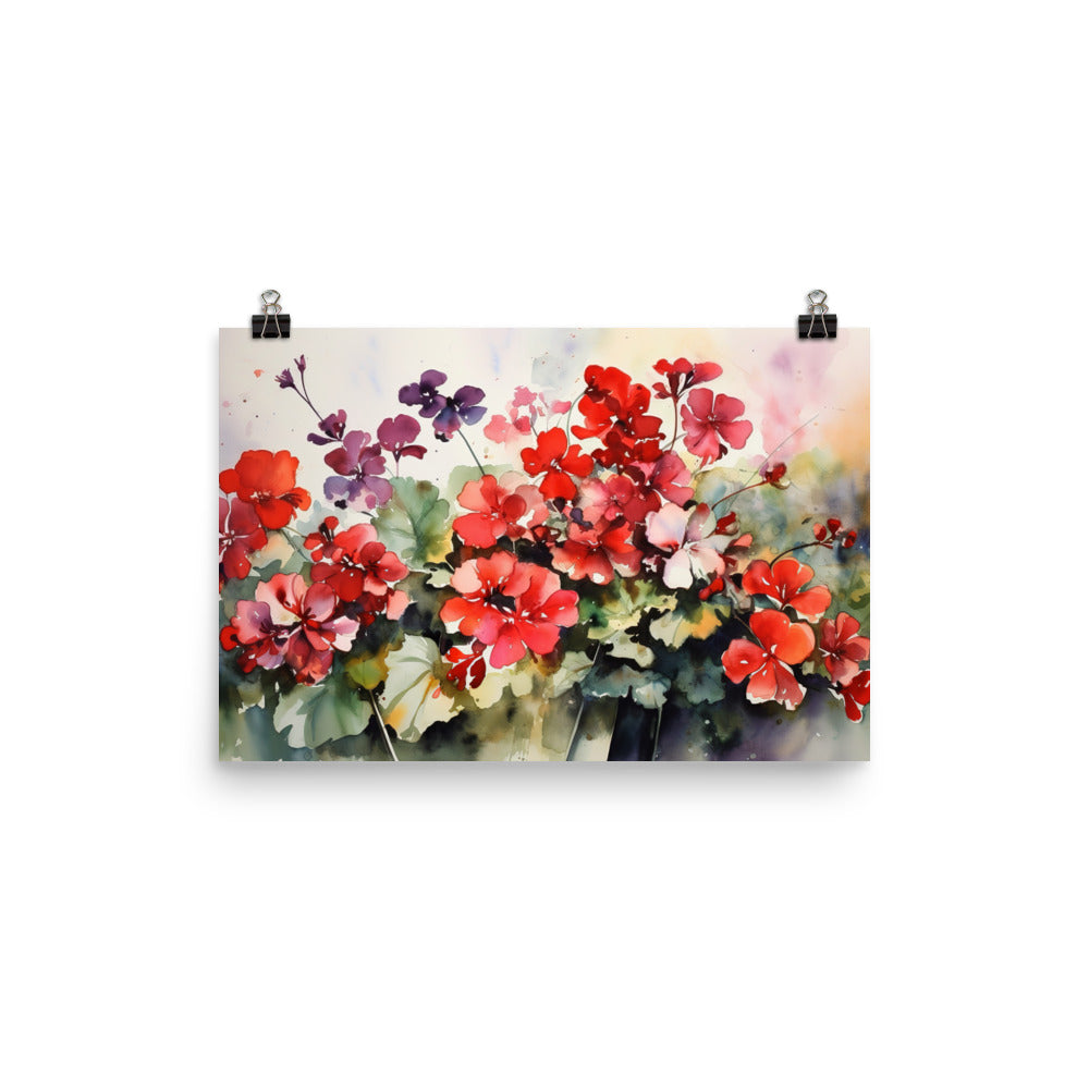 Elegant Geranium Bouquets photo paper poster - Posterfy.AI