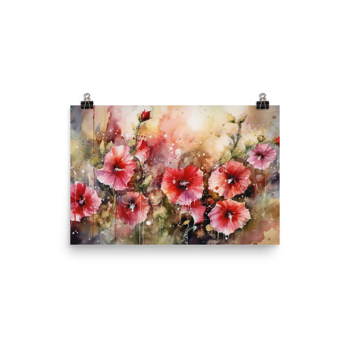 Symphony of Hollyhocks photo paper poster - Posterfy.AI