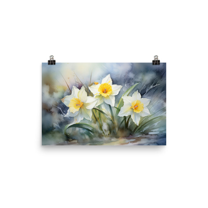 Watercolor Delicacy in Daffodils photo paper poster - Posterfy.AI