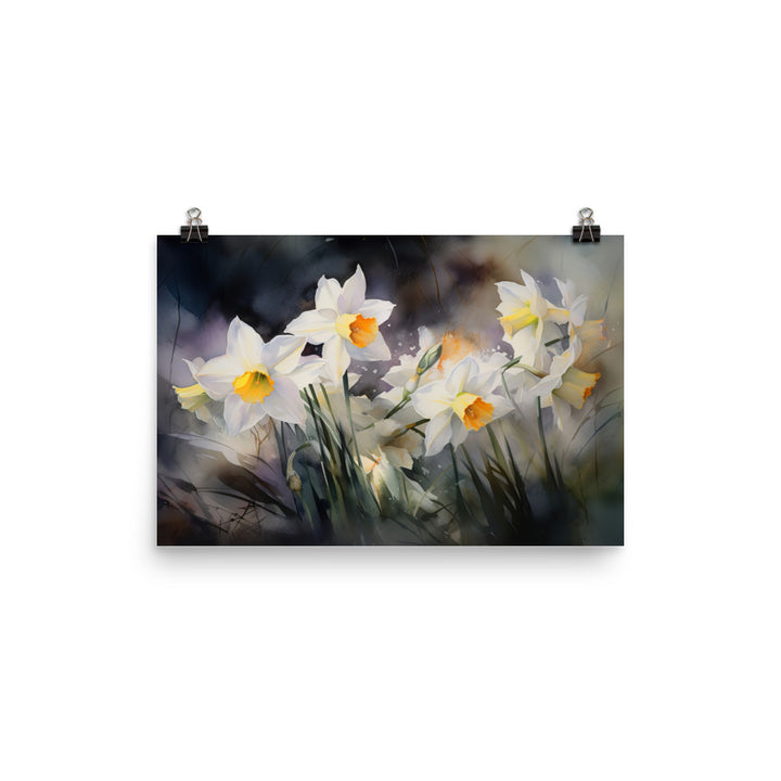 Watercolor Delicacy in Daffodils photo paper poster - Posterfy.AI